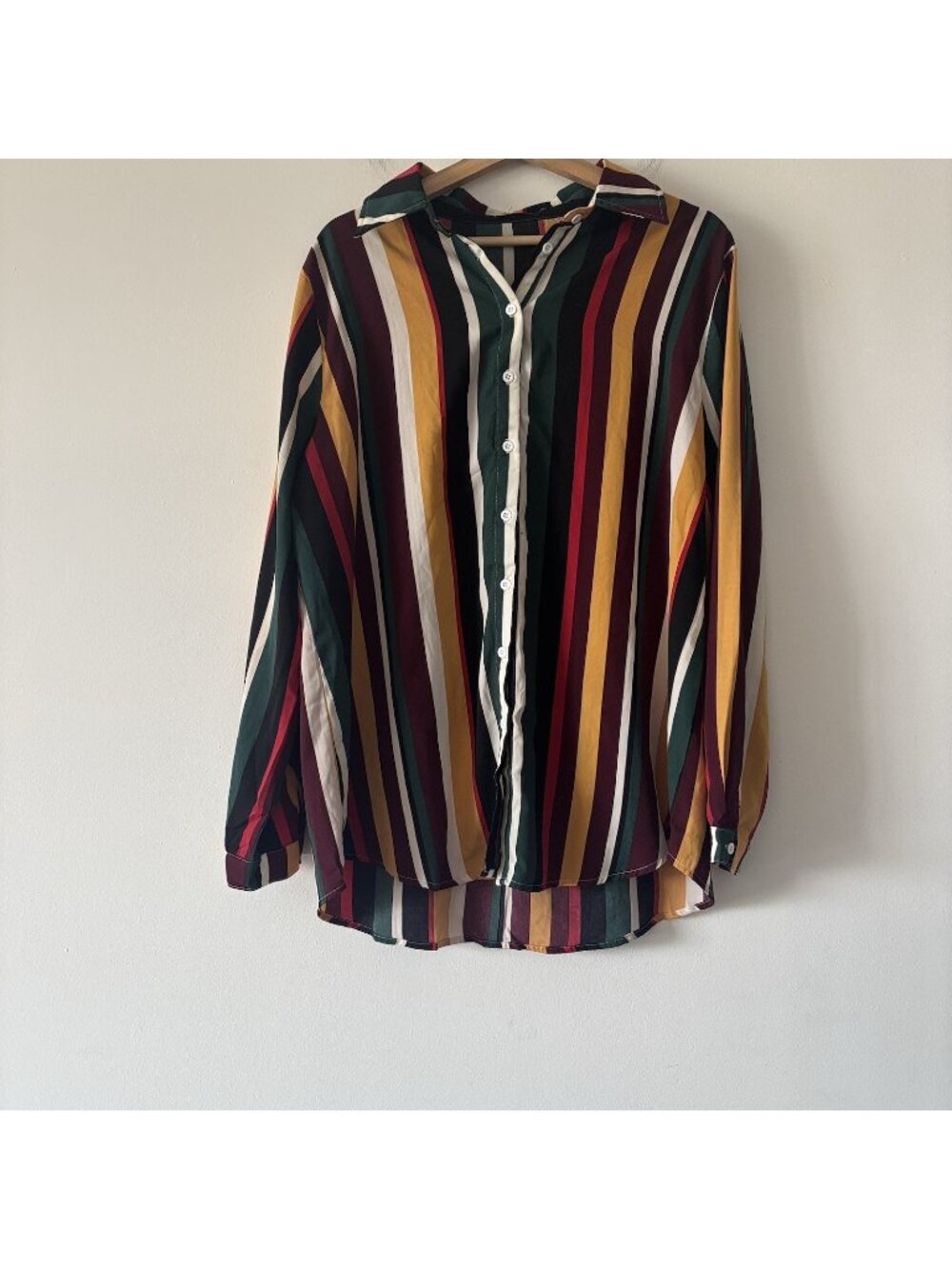 PrettyLittleThing Womens Striped Oversized Long Sleeve Button Down Shirt Size 10